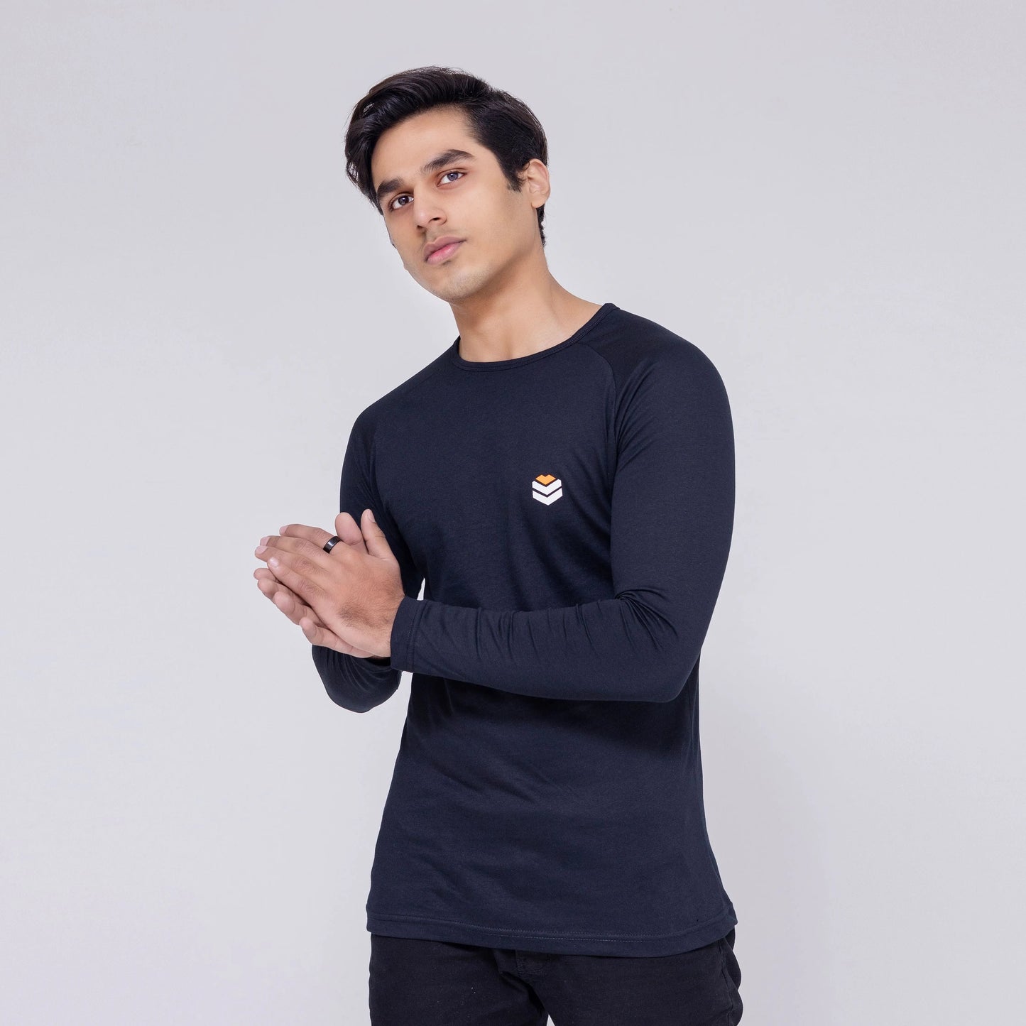 Long Sleeve Plain Black T-Shirt - Recast