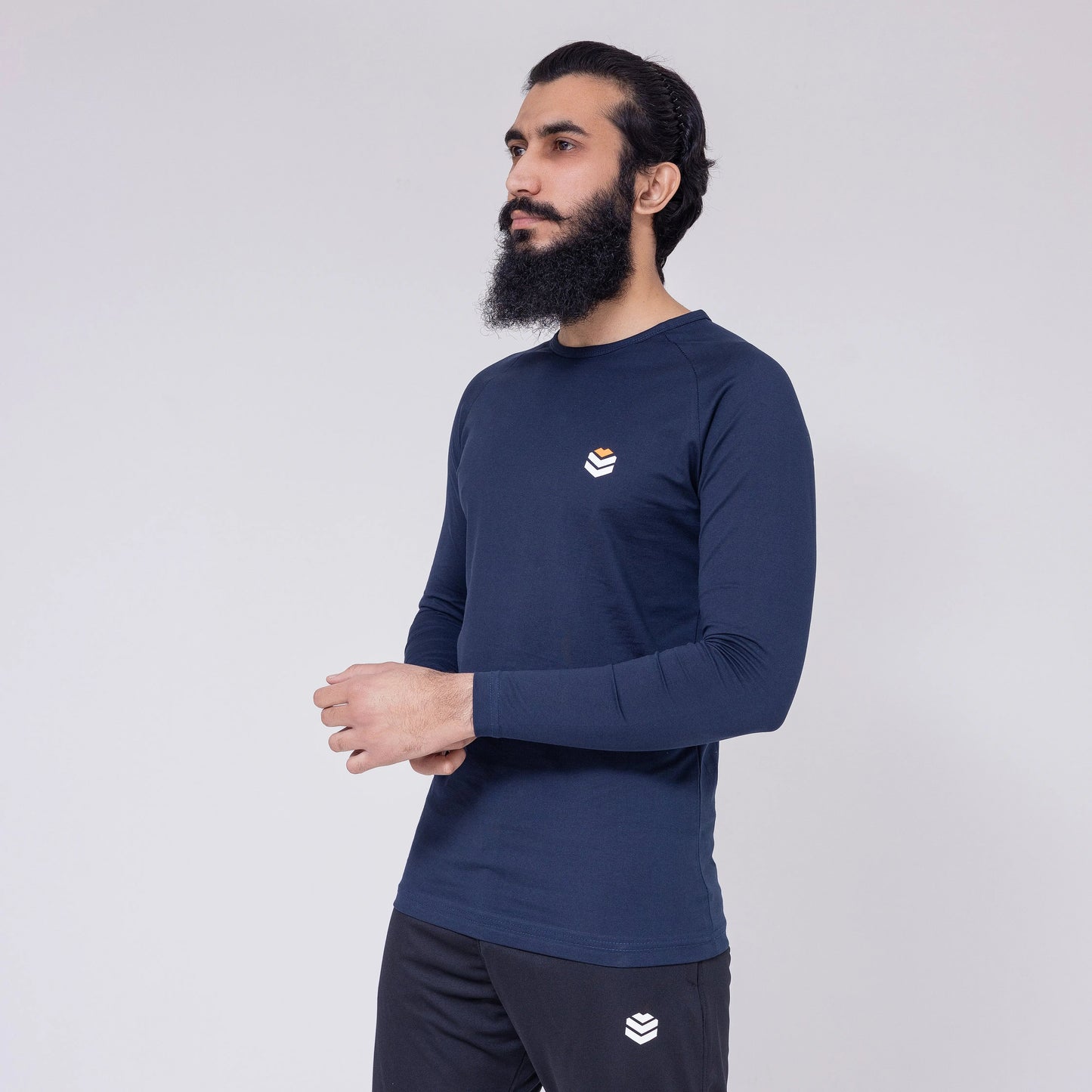 Long Sleeve Plain Navy T-Shirt - Recast