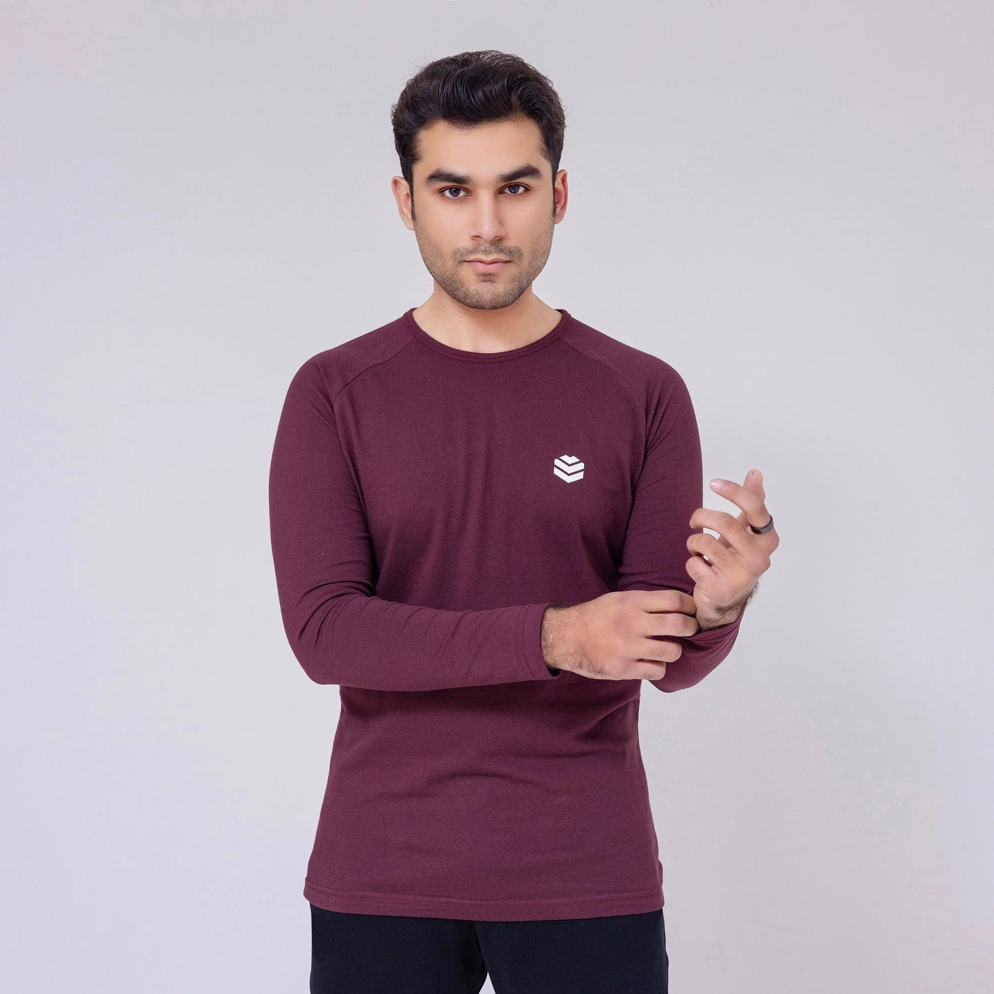 Plain Long Sleeve Shirt Maroon Recast